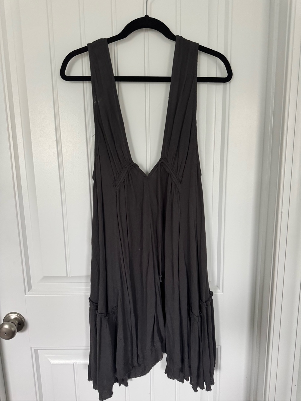 Dark Charcoal Sleeveless Draped Tunic